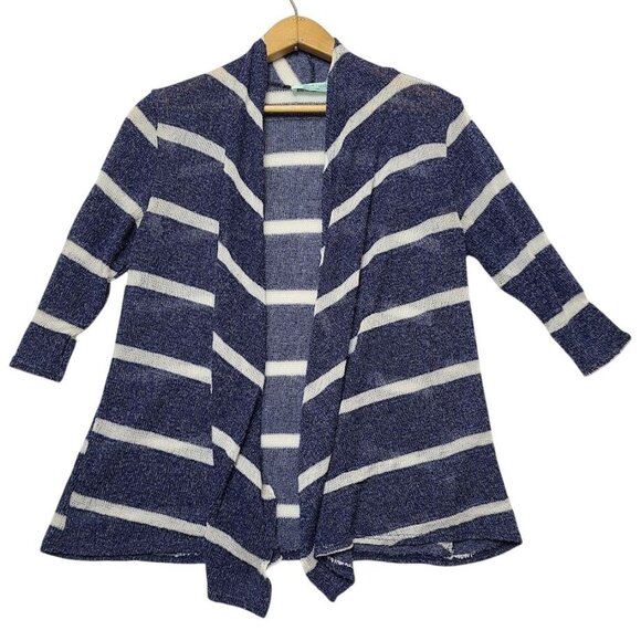 Chris & Carol Sweaters - Chris & Carol Womens Striped Open Front Cardigan Sweater Size S Blue & White